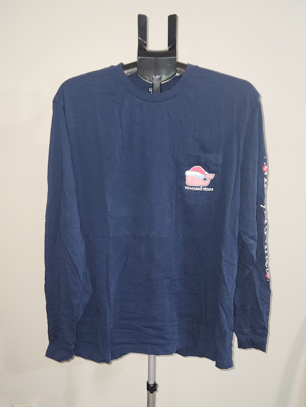 Vineyard Vines Navy Happy Holidays Long Sleeve Tee. Size XL.
